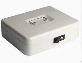 30cm*24cm*9cm High-grade Metal Cashier Savings Box Cash Boxes Password/Key Open - Цвет: White Password