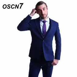 OSCN7 Темно-синие индивидуальные костюм Для мужчин Slim Fit Досуг свадебное платье костюмы для Для мужчин плюс Размеры джентльмен