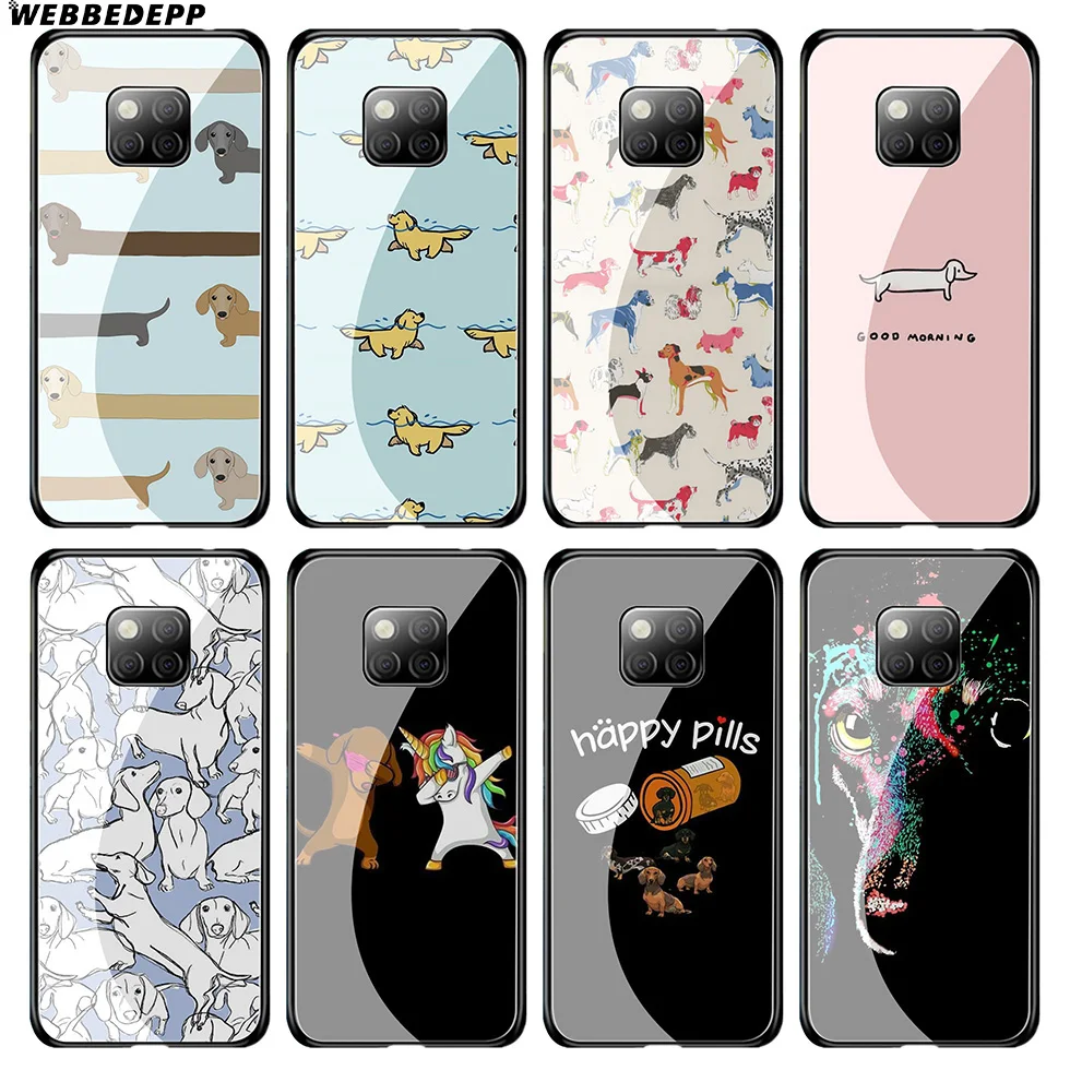 WEBBEDEPP Dachshund Doberman Dog Tempered Glass Case for Huawei Mate 20 P20 P10 P Smart 2019 2018 &amp Honor 10 9 8X 7A Lite Pro |