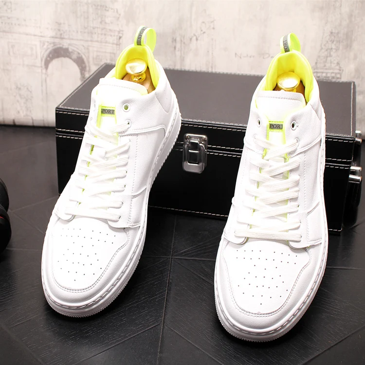 

2019 Designer Men fashion cute white lace-up Casual Shoes British Man Trending Leisure Shoes web celebrity zapatos hombre vestir