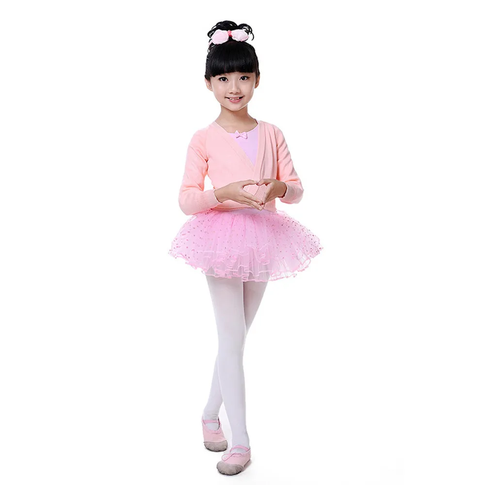 Детская Одежда для танцев и балета для девочек, трикотажный кардиган с перекрещивающимися ремешками