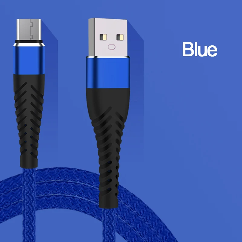 2.4A Быстрая Зарядка Micro usb type C кабель зарядное устройство для iPhone 8 мобильный телефон зарядка для huawei USBC длинный короткий шнур 25 см/1 м/2 м/3 м - Color: Blue