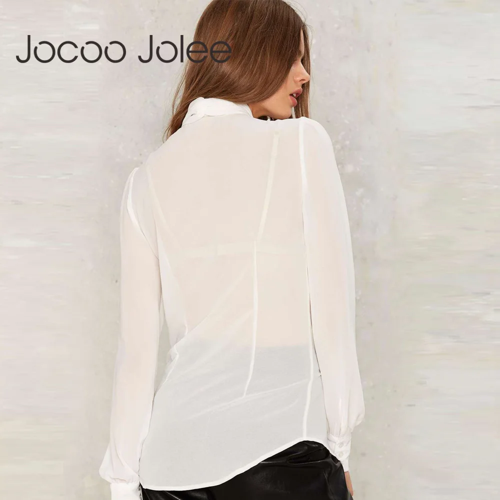 Модная шифоновая женская блузка Jocoo Jolee с длинным рукавом повседневные топы