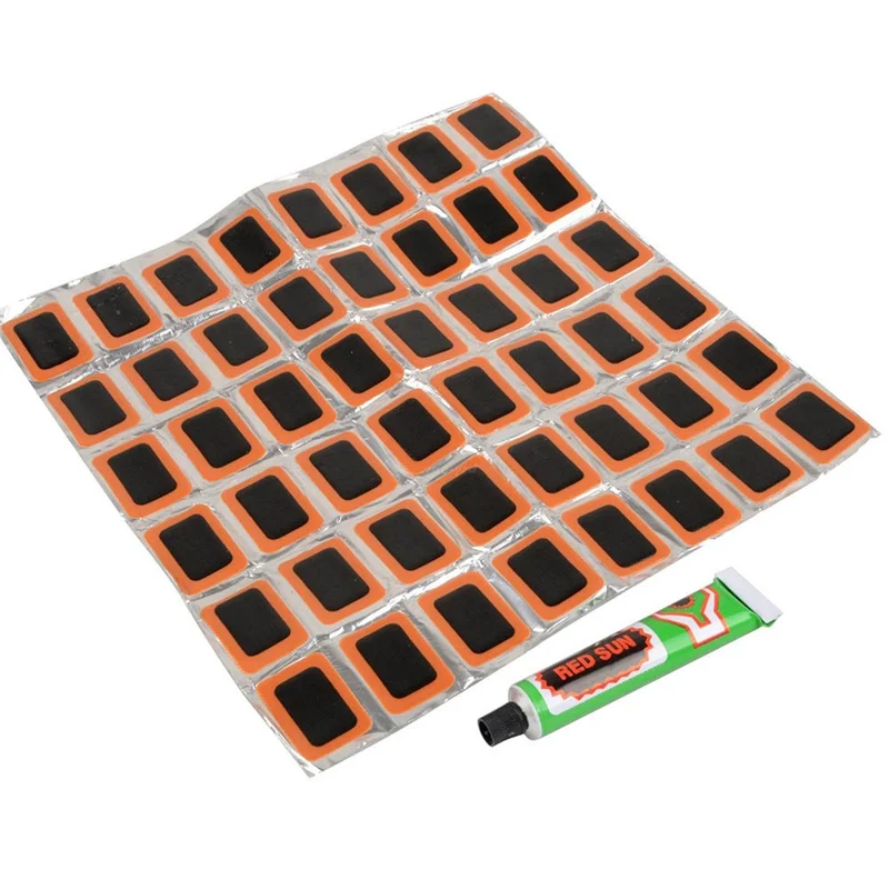 

48 Pcs+1 Glue High Quality Round Bicycle Bike Tire Tyre Rubber Patch Piece Cycling Puncture Repair Tools Kits