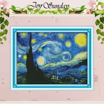 

The Starry Night of Van Gogh Counted Cross Stitch 11CT 14CT Cross Stitch Sets Chinese Cross-stitch Kits Embroidery Needlework