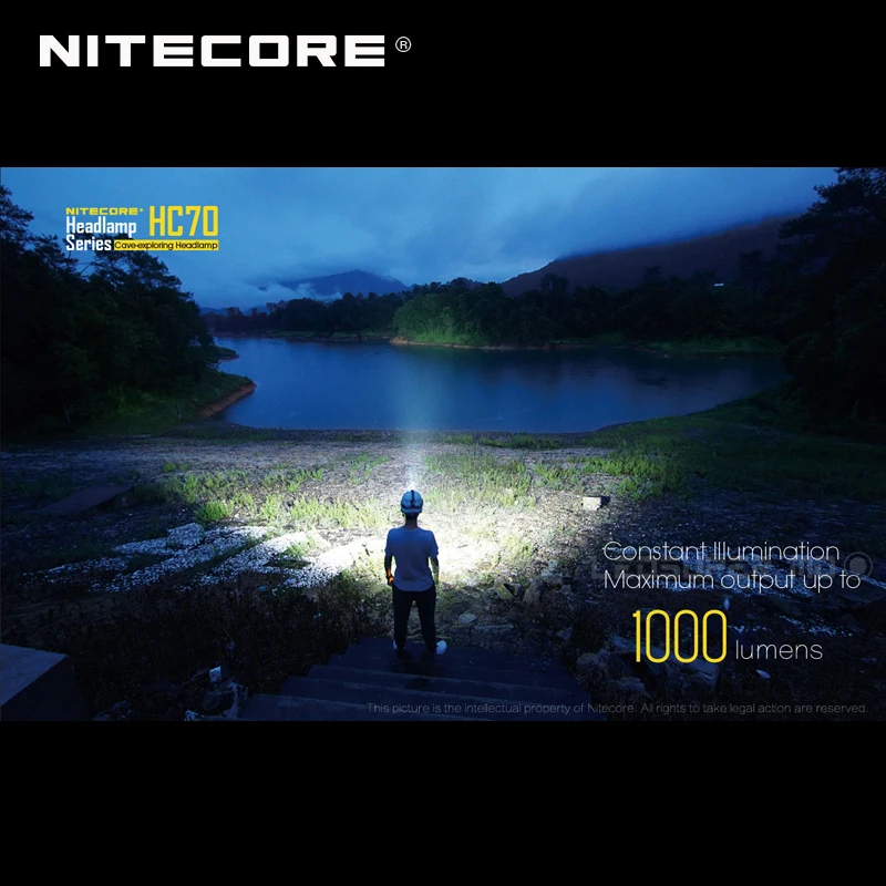 Горячая новинка Nitecore HC70 CREE XM-L2 U2 светодиодный 1000 люменов высокопроизводительный перезаряжаемый налобный фонарь для кавинга