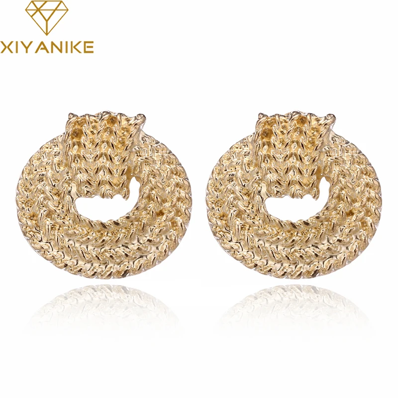 

XIYANIKE New Personality Gold Color Metal Small Stud Earring Statement Earrings For Women Party Jewelry Gift Brincos E1714