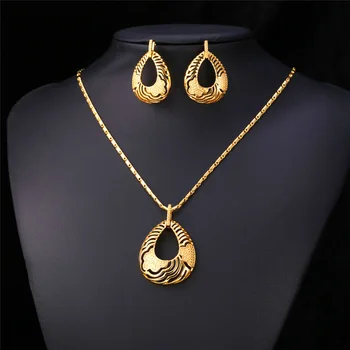 

Kpop Hollow Set Pendant Necklace Earring Gift For Women Gold/Silver Color Trendy Party Women Jewelry PE206