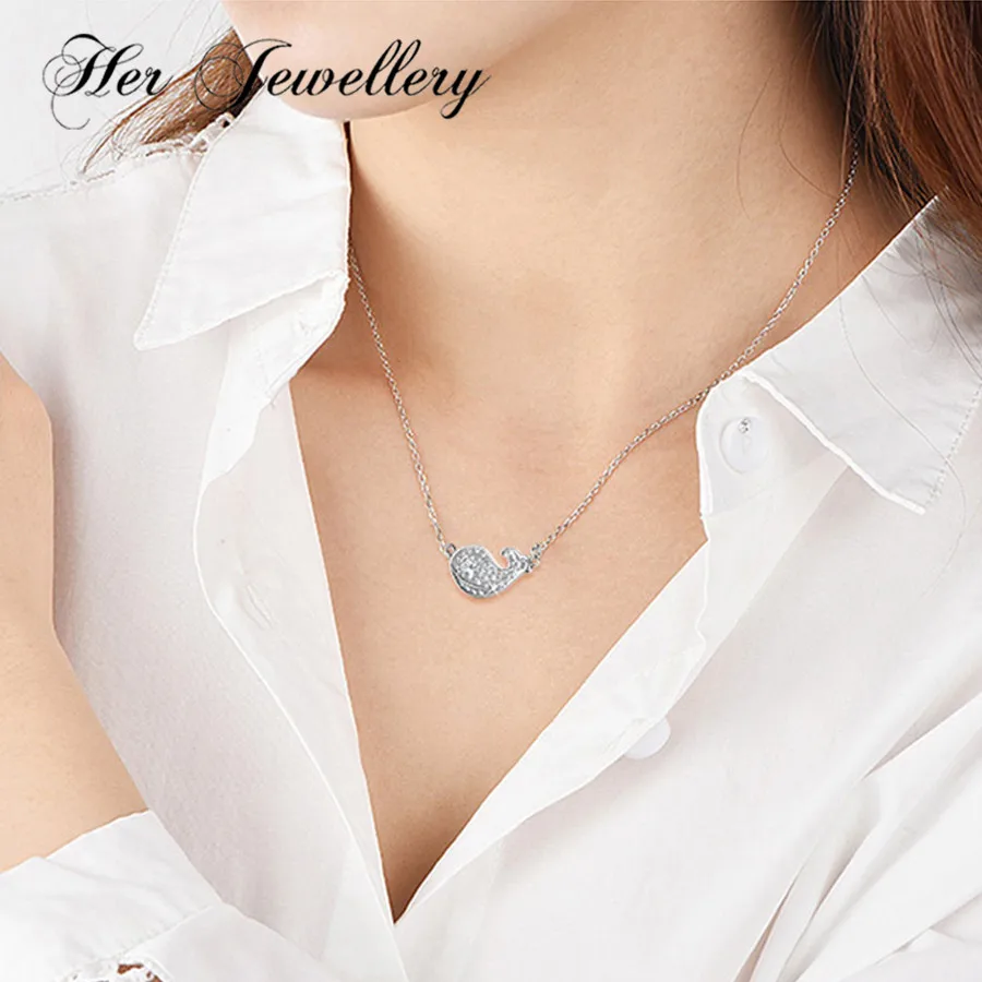 

Her Jewellery Luxury Female Whale Necklace Fish Nautical Glamour Whale Pendant Necklace Best Birthday Gift crystals jewelry