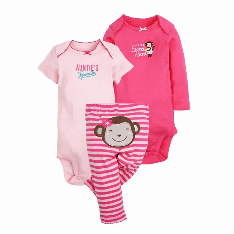 

3PCS/set Baby Girl Clothes Cartoon Cotton Bodysuit & Pants Sets Baby Clothing soft  Newborn Girls Clothes 3-24 Months