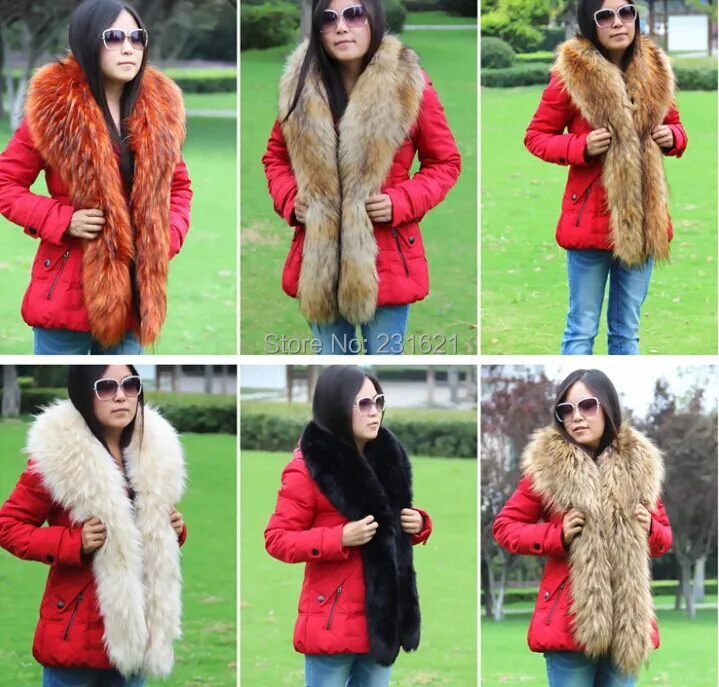 

Seller recommend! Autumn and winter women's Lengthen faux fur collar fox fur raccoon fur muffler scarf cape fur warm scarf 140cm