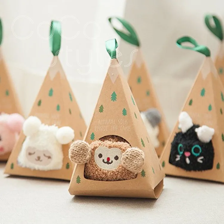 

Cocostyles ins popular super cute animal children's socks packaging box baby favors shower gift set for newborn baby