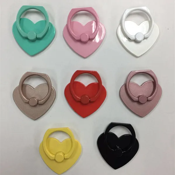 360 Degree Plastic Heart Pattern Finger Ring Mobile Phone Stand Holder For iPhone Samsung Xiaomi Smart Phone GPS Car Mount Stand