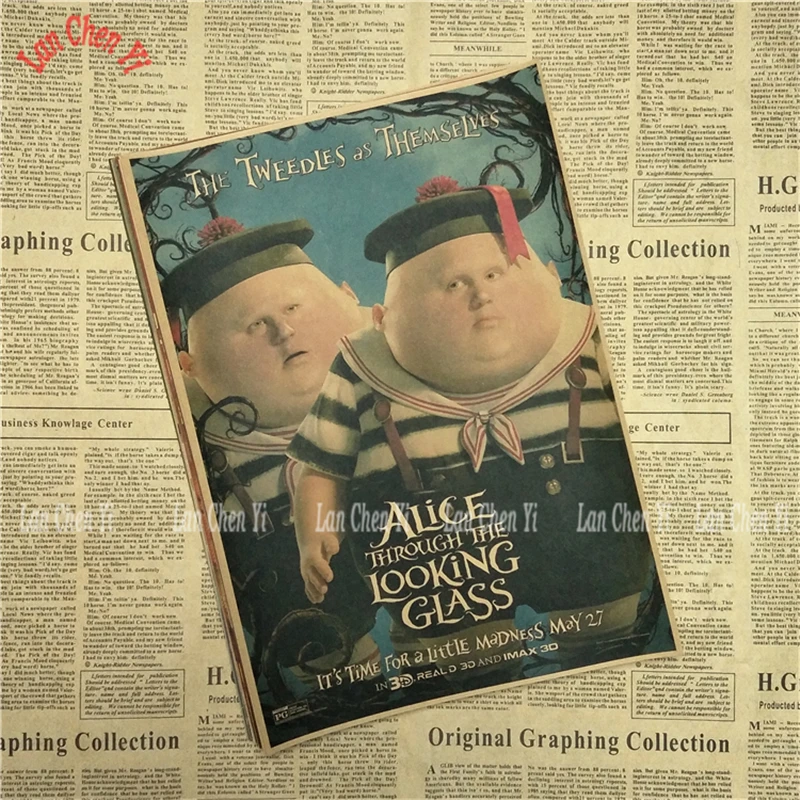 Алиса в стране чудес классический мультфильм фильм крафт-бумага плакат для кафе декоративный Рисунок для бара - Цвет: Светло-серый
