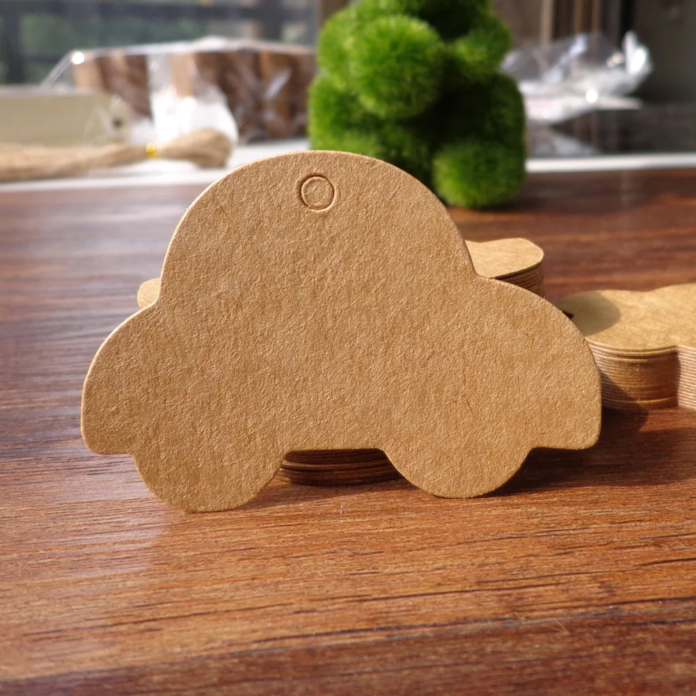 Buy 50pcs Cute Car Design Blank Kraft Bookmark