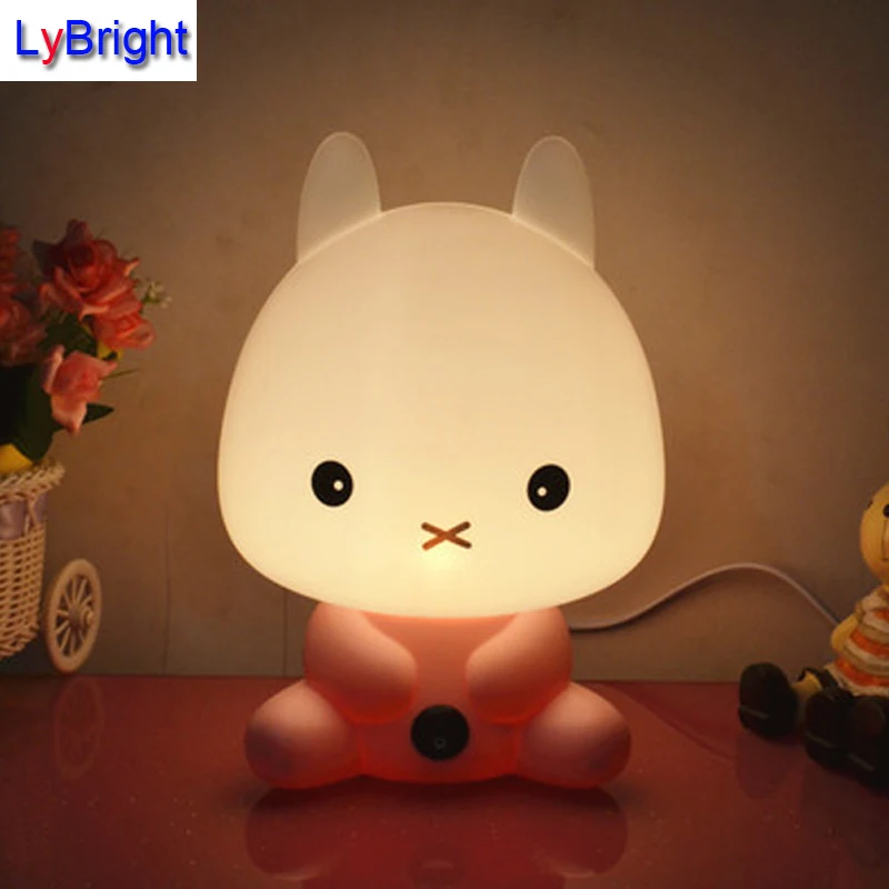Лидер продаж высокое качество Новинка розовый/белый rabbite LED прекрасный ночник лампа животное Настольная лампа для изучения работы