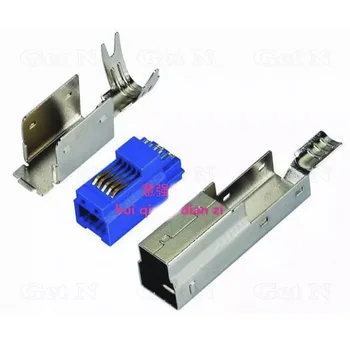 

100pcs/lot Type B USB 3.0 Plug Male Connector Welded-on Gilt 3 Parts