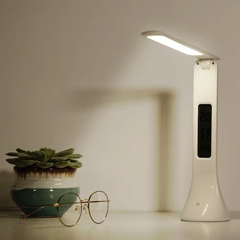 

LED Desk Lamp Foldable Dimmable Touch Table Lamp With Calendar Temperature Alarm Clock Table Light Night Lights For Work Study
