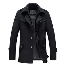 Новое поступление, мужские осенние и зимние куртки и пальто высокого качества из басической смеси шерсти, пальто с одной пуговицей