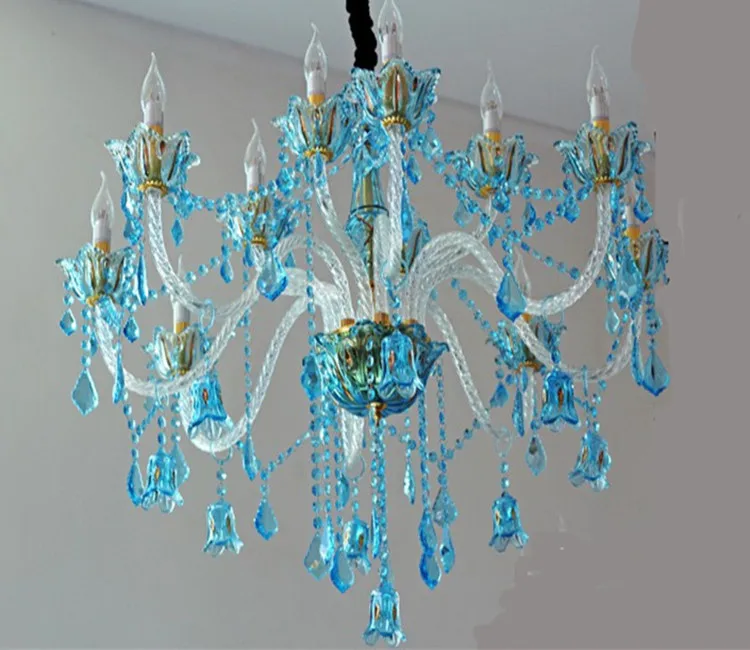 Французская светодиодная стеклянная люстра из прозрачного стекла led Candelabro синие