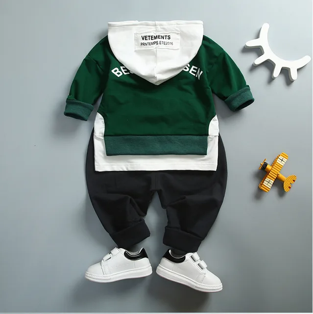 Spring Autumn Kids Cotton Clothes Sets Baby Girls Boys Sports Hooded T-Shirt Pants 2pcs/Sets Fashion Children Casual Tracksuits 2