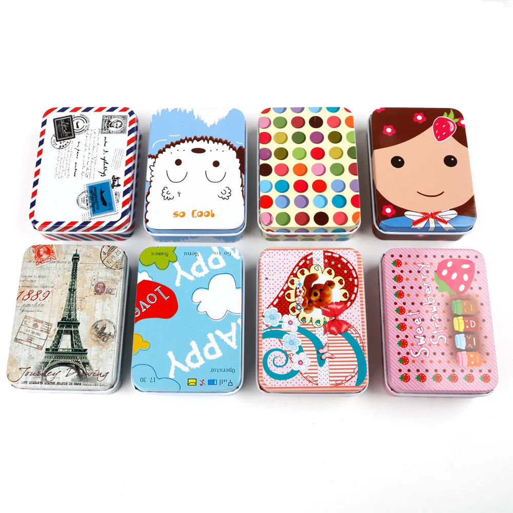 24pcs/box Candy Color Dripping Oil Iron safety Hair Clip for children Hair Ornament Accessories Random pattern tin box packaging Jewelry Findings