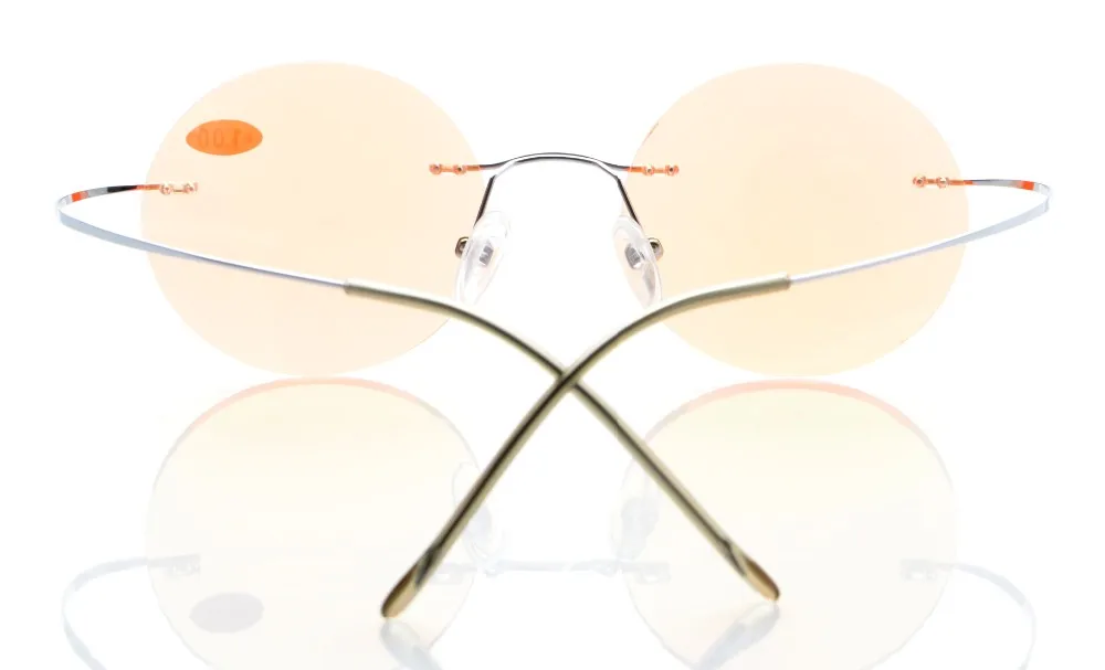 Eyekepper CG15026 Titanium Rimless Round Orange Тонированные Линзы Компьютер Очки Для Чтения Круг Читателей