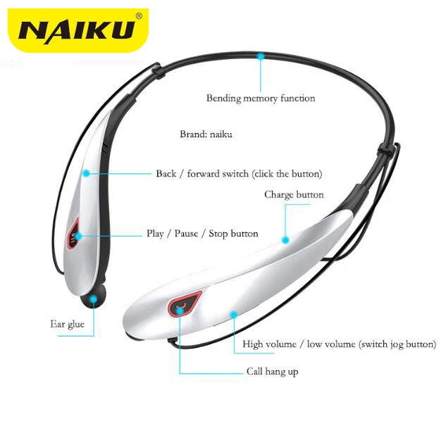 2018 New Neckband Stereo Bluetooth Headset Wireless Mobile Music V4.1 Sport Earphone Phone Headphone Handsfree HD MIC Earpiece