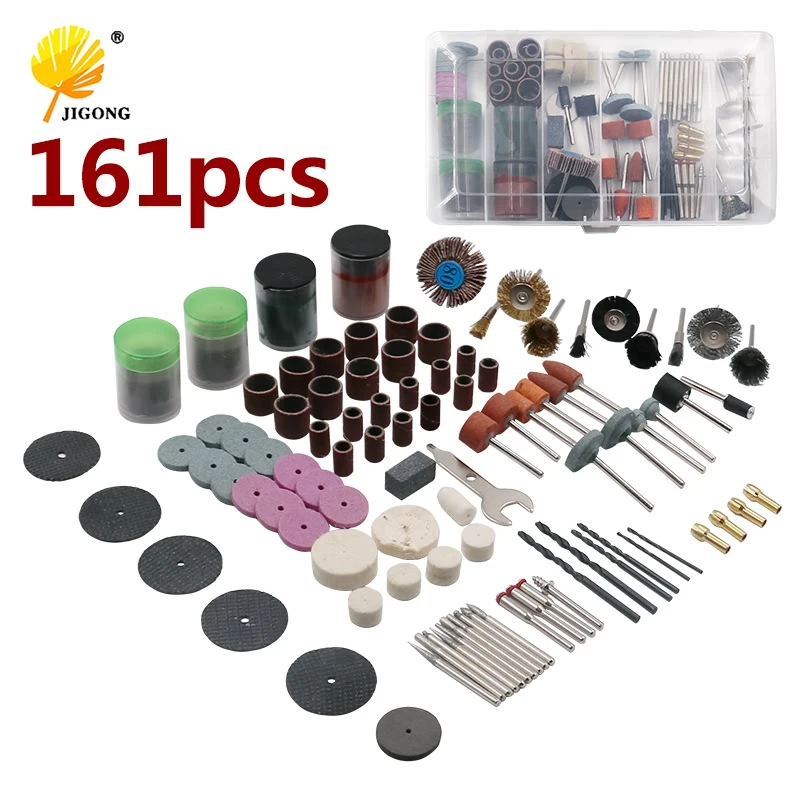 161Pcs Bit ,Set High Quanlity With ABox Suit Mini Drill Rotary, Tool Fit Dremel Grinding Accessories rijilei 105pcs bit set suit mini drill rotary tool