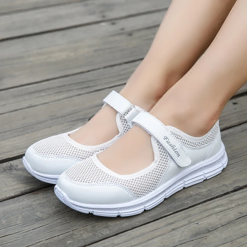 Большой размер 35–42 летние женские туфли на плоской подошве светильник удобная обувь в сеточку; повседневная женская обувь для путешествий плоская подошва Для женщин кроссовки WSH3278