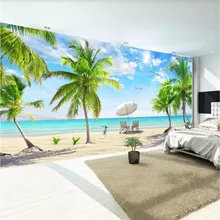 Панорама HD фото обои s кокосовые деревья пляж обои 3D гостиная спальня Papel де Parede 3D расширение пространства настенная роспись