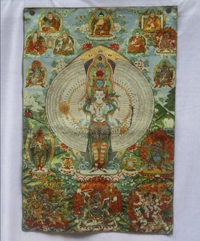 

Collectible Traditional Tibetan Buddhism in Nepal Thangka of Buddha paintings ,Big size Buddhism silk brocade painting p002704