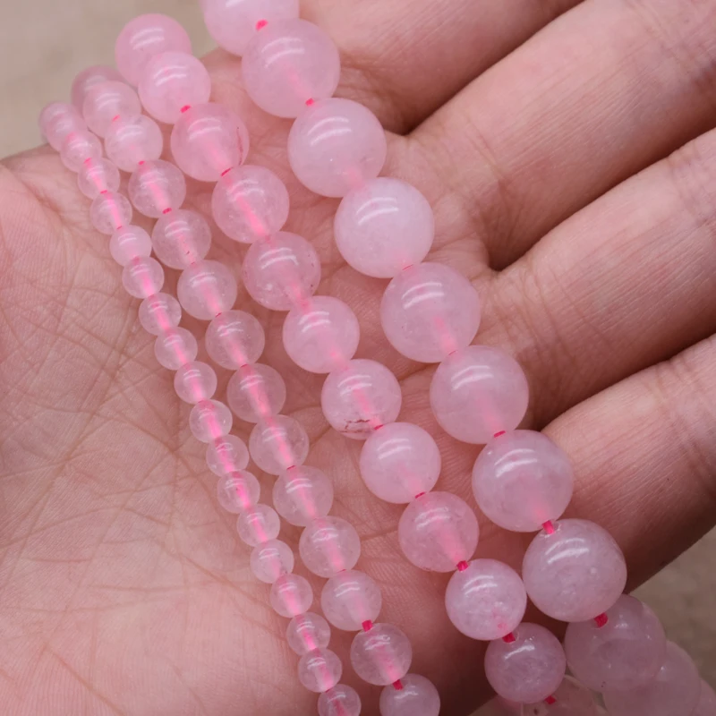 Natural Crystal Rose Pink Quartz Stone Loose Beads Round Beads For Jewelry Making DIY Bracelet Necklace 4/6/8/10/12mm Strand15'' Fashion Jewelry