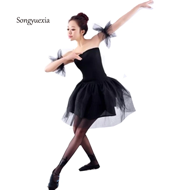 Женщина Пряжа юбка Балетные костюмы юбка-пачка балетная юбка черный Лебединое озеро Производительность платье, взрослых слинг балетки Танцы платье