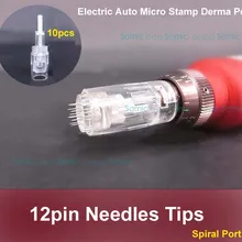 UGOIGO 10 шт. 12pin титановые иглы картриджи наконечники для электрического авто микро штамп Дерма ручка спиральный порт