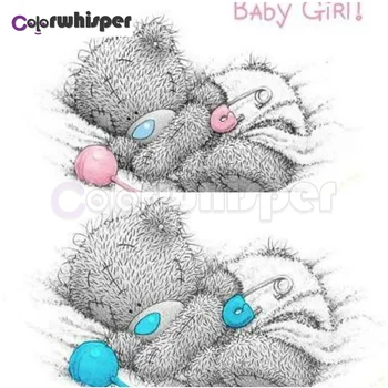 

Diamond Painting Full Square/Round Cartoon Animals Bear Baby Teddy Bear Girl Boy Daimond Painting Embroidery Cross Stitch XP067