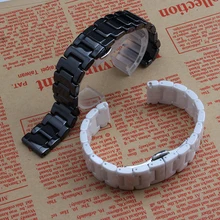 Керамический ремешок для часов браслет черный белый 12mm14mm 16mm 18mm 20mm наручные часы браслет Смарт-часы аксессуары