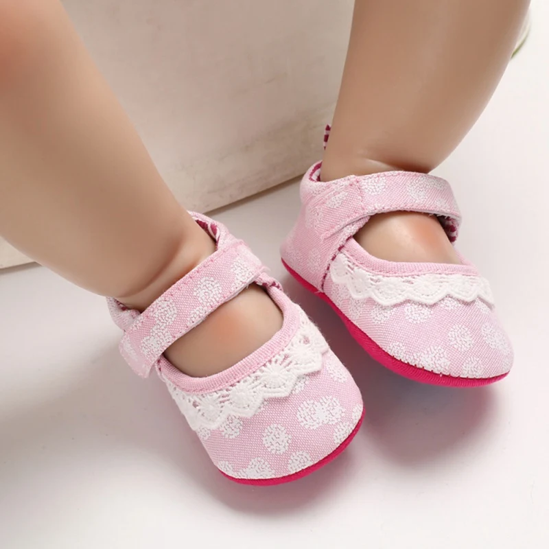  Baby Shoes Kids Baby Girl Breathable Dot Print Anti-Slip Shoes Casual Sneakers Toddler Soft Soled F