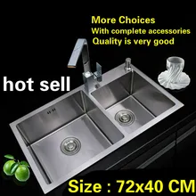 Стандартный кухонная раковина Прочный ручной 3 мм толщиной пищевой 304 нержавеющая сталь vogue двойной паз 72x40 см