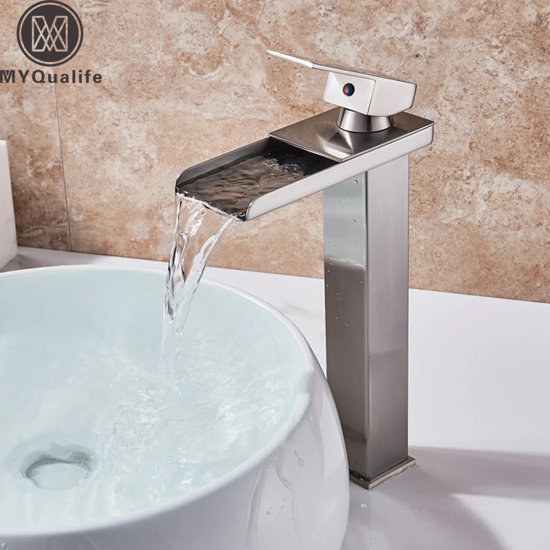 Матовый никелевый смеситель для раковины с одной ручкой водопад смеситель для ванной комнаты с креплением для горячей и холодной воды 3 цвета на выбор