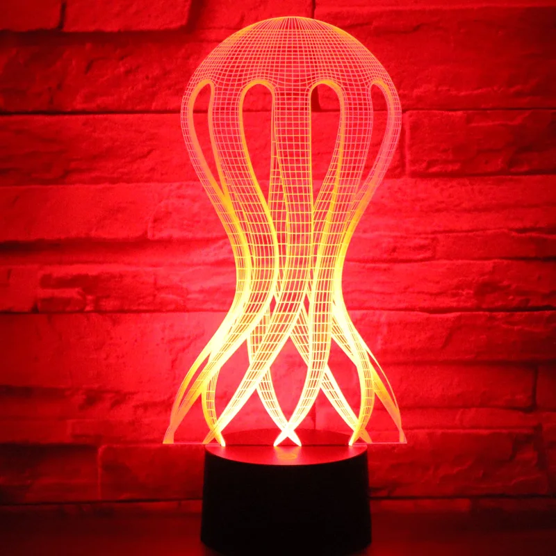 3D LED Night Light Jellyfish with 7 Colors for Home Decoration Lamp Amazing Visualization Optical Illusion Awesome | Лампы и освещение