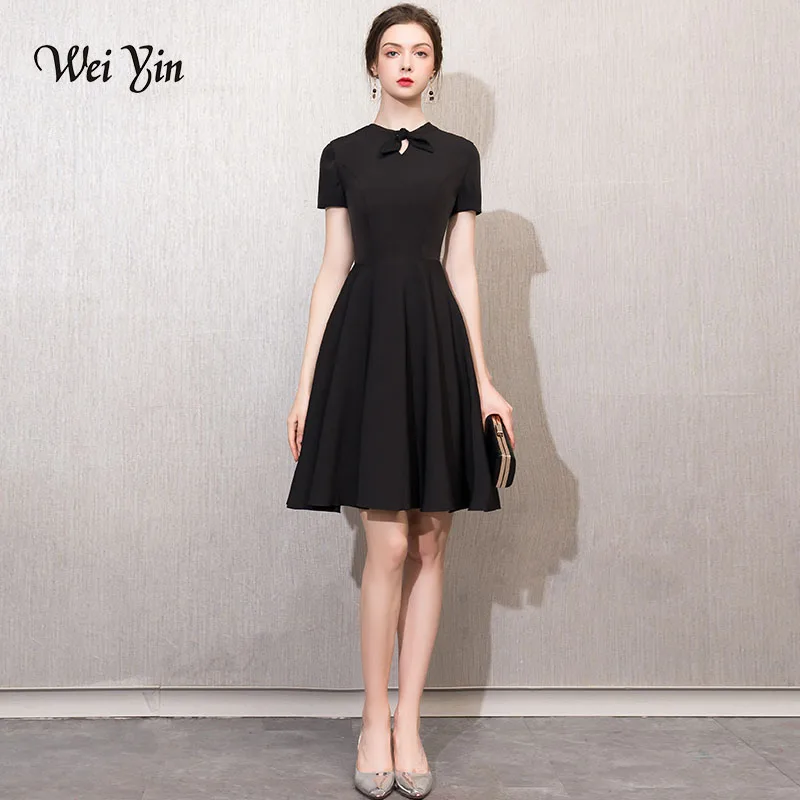 Weiyin Vestido de Festa Курто пикантные Короткие платье для выпускного вечера es 2018 черные дешевые настоящая фотография Вечеринка платье для