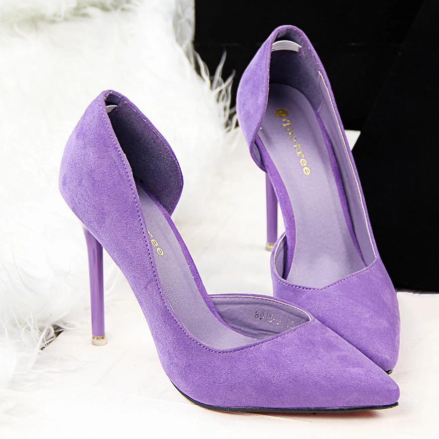 

Women Pumps High Heel Shoes Pointed Toe Ladies High Heels Shoes Bridal Wedding Shoes Flock