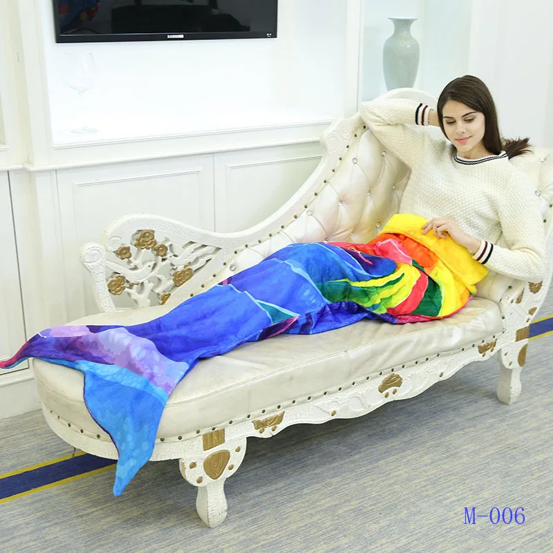 Colorful Adult children Quilt Mermaid tail blanket fleece throw plush
