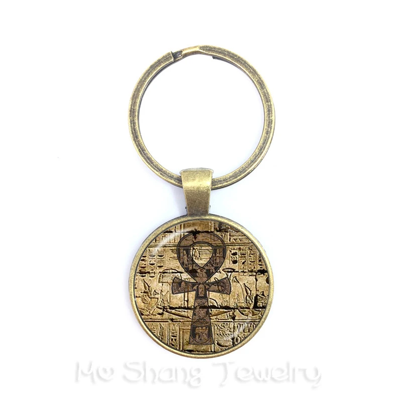 Eye of Providence Locket Keychain,Secret Society Symbol Eye Jewelry,Men Ancient Egyptian Ankh Key Ring Religious Jewelry-JV366