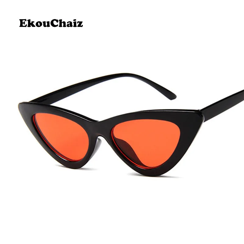 Ekouchaiz 2017 классический Cat Eye Солнцезащитные очки для женщин очки анти-УФ акрил Модные прозрачные линзы превосходное Пластик одноцветное