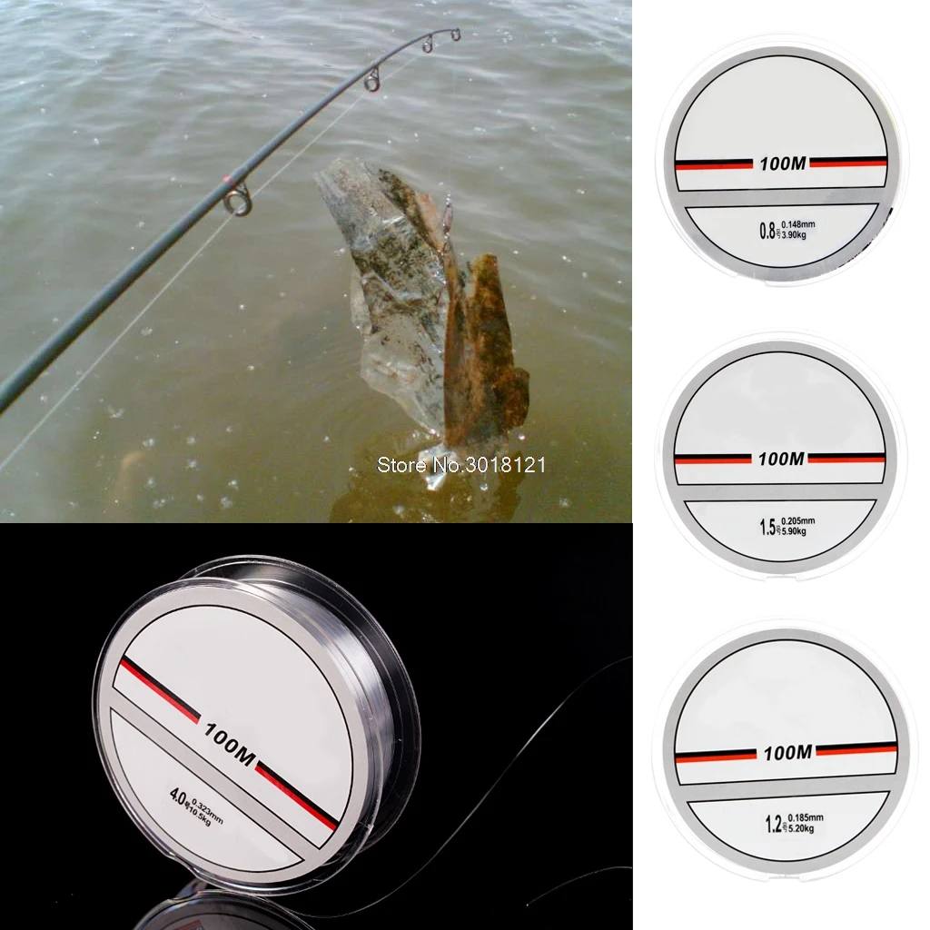 

New Super Strong 100m Nylon Transparent Or Fluorocarbon Fishing Line Fishing Tackles Drop ship