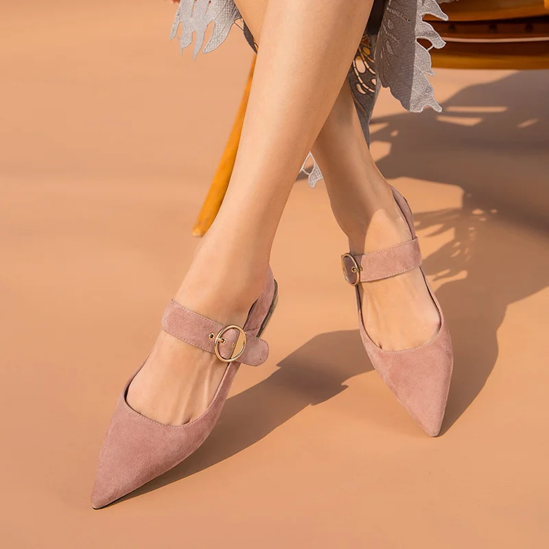 BeauToday/милые женские туфли Mary Jane из натуральной кожи; замшевые туфли с острым носком и ремешком на щиколотке; летние женские сандалии ручной работы; 18201