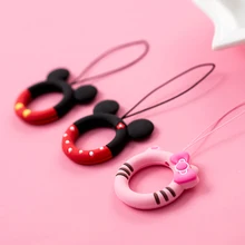 Милый мультяшный медведь счастливый кот телефон ремешок силиконовый кулон Мобильный телефон ремни розовое кольцо ремешок для iPhone
