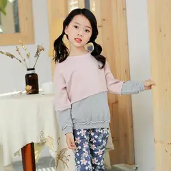 Детские Свитер для девочек детская одежда с длинными рукавами хлопковые топы 2017 бренд осень Зимняя одежда футболки для девочек толстовки
